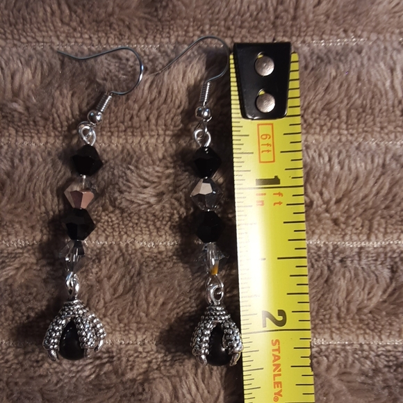 Handcrafted Gothic Renaissance Ren.Fair, Dragon Claw Earrings, Alternative - Picture 2 of 2